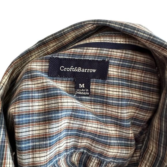 Croft & Barrow Blue and Orange Plaid Button Down Shirt, Medium, Pre-owned - Picture 6 of 8